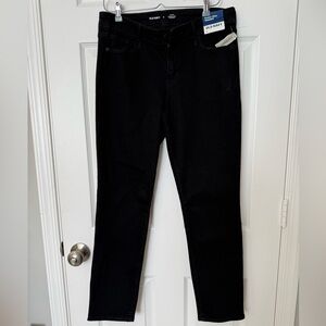 OLD NAVY Women's NEW Mid-Rise Power Slim Straight Black Jeans, 6